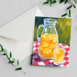 Lemonade Picnic Tarjeta de pintura de limones Fr