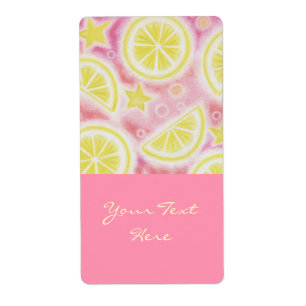 Lemonade rosa 'Tu texto' etiqueta grande rosa