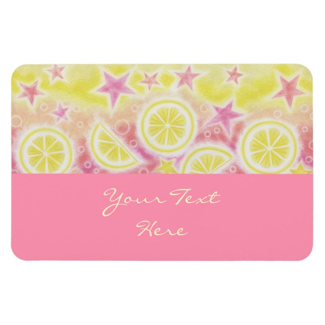 Lemonade rosa 'Tu texto' imán premium (Horizontal)