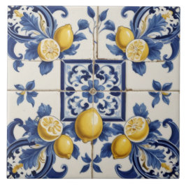 Lemones cerámicos italianos Azulejos azul blanco