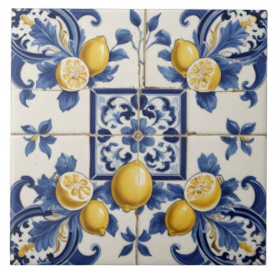 Lemones cerámicos italianos Azulejos azul blanco