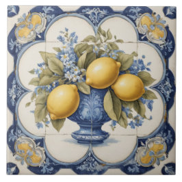 Lemones cerámicos italianos Azulejos azul blanco
