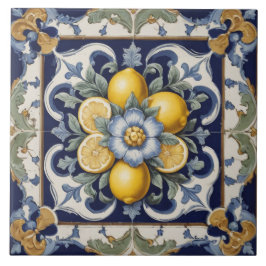 Lemones cerámicos italianos Azulejos azul blanco