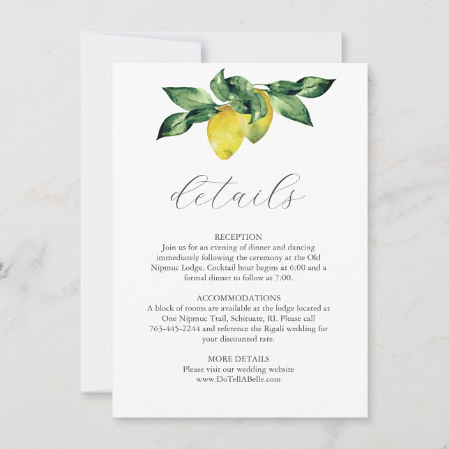 Lemones de acuarela de la tarjeta de envoltorio de (Anverso)