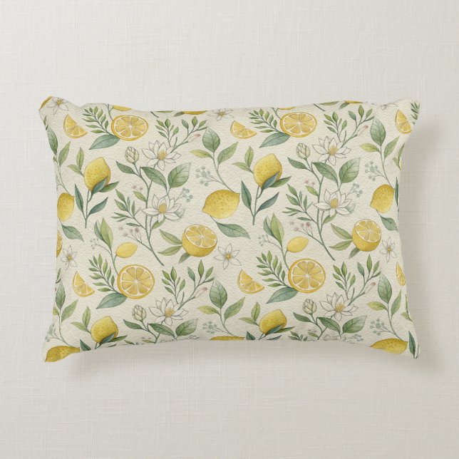 Lemones y flor Patrón de acento almohada (Anverso)