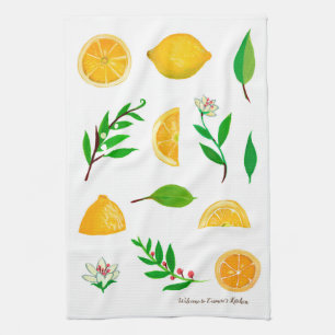 Lemones y hojas toalla de cocina de Personalizable