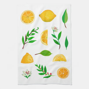 Lemones y hojas toalla de cocina simple