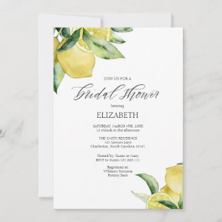 Lemons Bridal Shower Invitación Watercolor