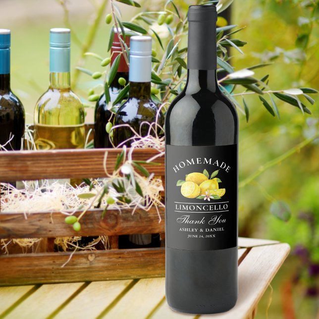 Lemons Limoncello Gracias Etiquetas Botellas Negra (Customize to change text size, text style or background color.)
