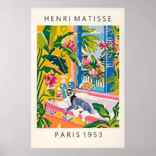 Lémur en bañera Arte Impreso Matisse Estilo Tropic