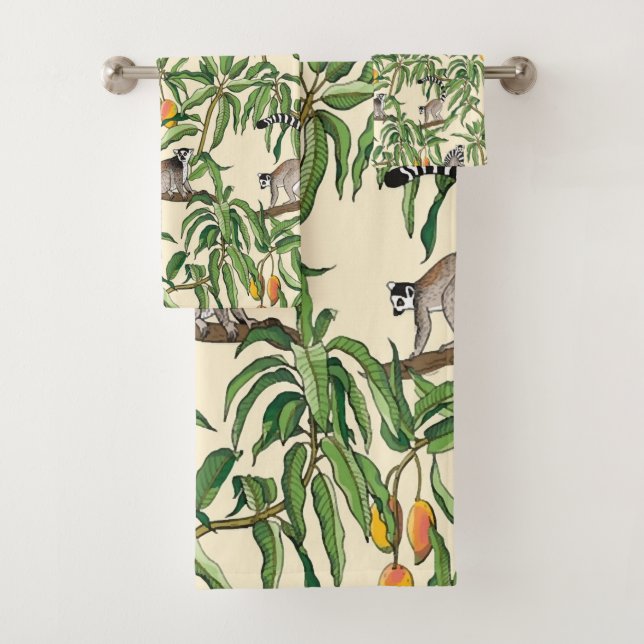 lemurs and branches mango seamless pattern   (In situ)