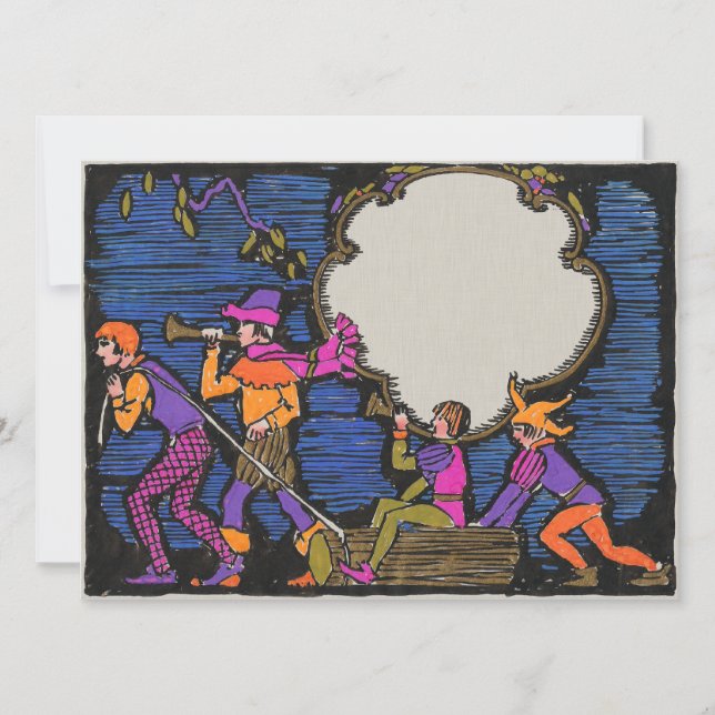 Leñadores al estilo Art Déco de grabado en madera (Anverso)