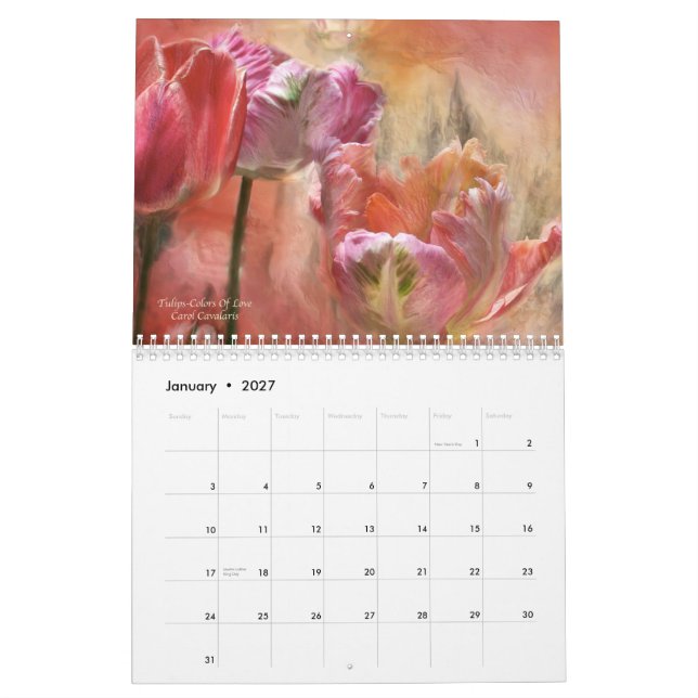 Lengua de flores - calendario romántico de la (Jan 2027)