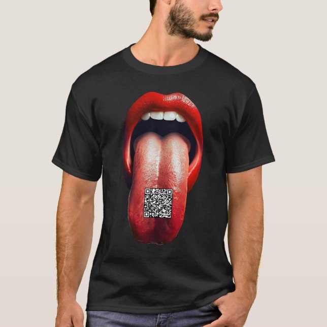 Lengua fuera QR Código camiseta de medios sociales (Anverso)