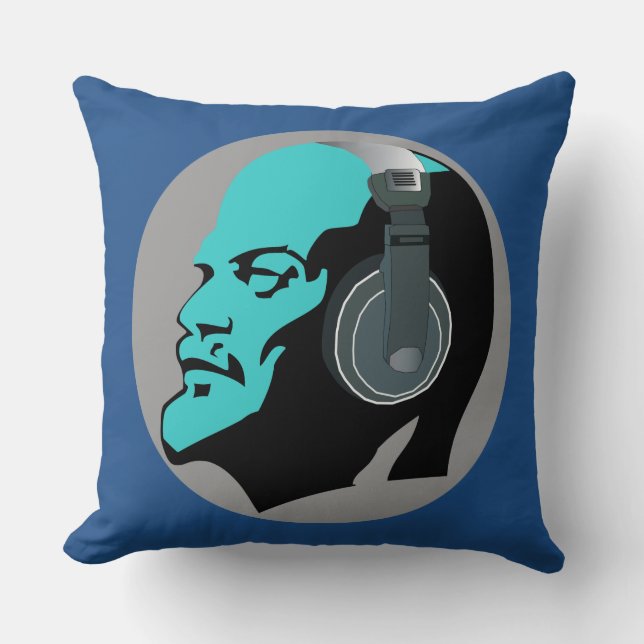 LENIN CON el Cojín decorativo de los AURICULARES (Anverso)