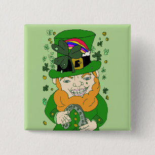 Lenny El botón Leprechaun 2 pulgadas cuadrado