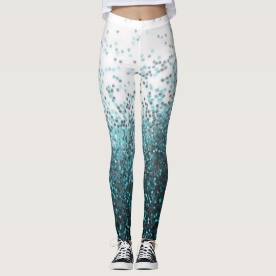 Lentejuelas verdes del brillo de la plata del leggings