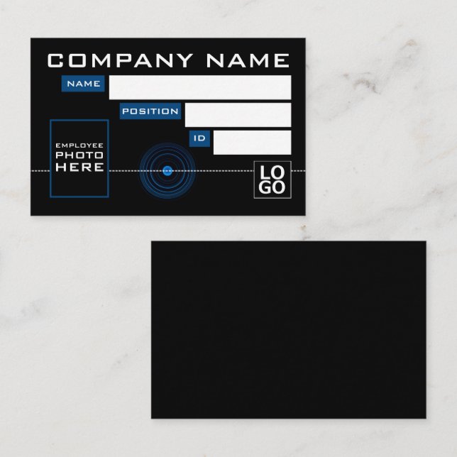 Lentes azules, tarjetas de identificación fotográf (Anverso / Reverso)