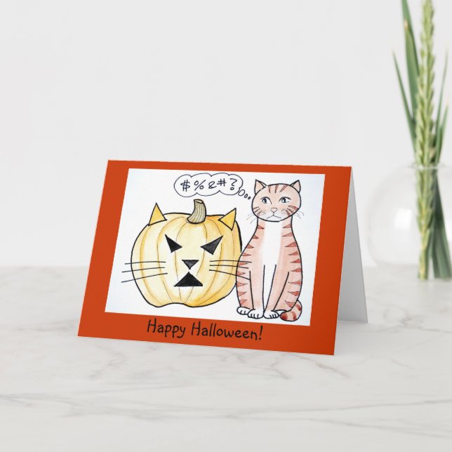 Leo el gato - tarjeta de Halloween (Anverso)