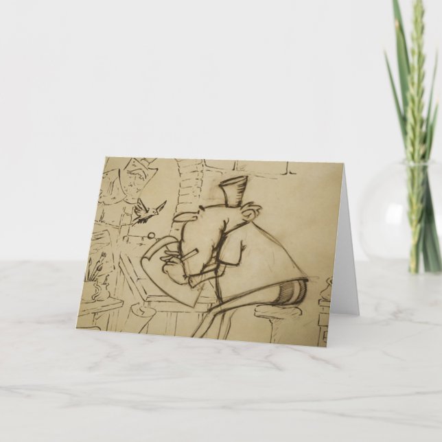 Leo en el escritorio - tarjeta de felicitación (Anverso)