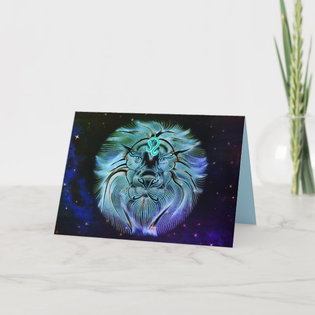 leo la tarjeta de saludo de león zodiaco (Anverso)