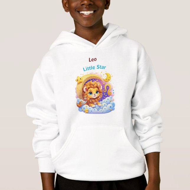 Leo Little Star Zodiac Kids Hoodie Pullover (Anverso)