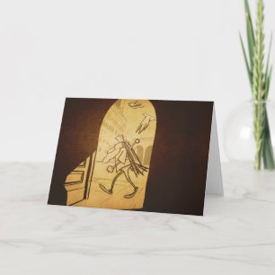 Leo que camina - tarjeta de felicitación (espacio