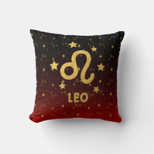 Leo Zodiac Cojín decorativo rojo y negro