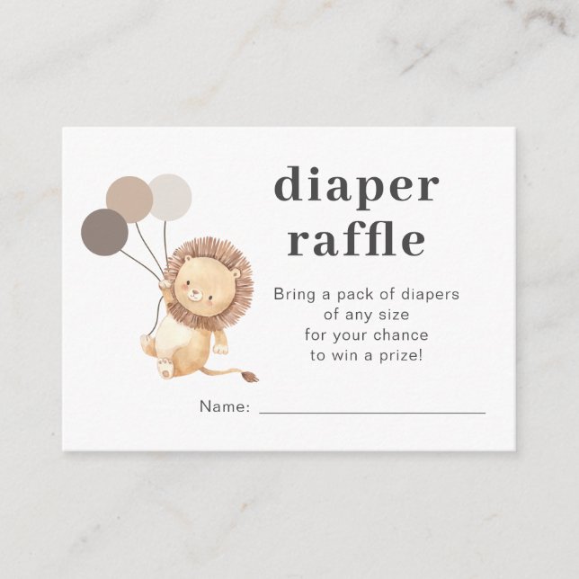León 3 Balones Marrones Diaper Raffle Tarjeta de G (Anverso)