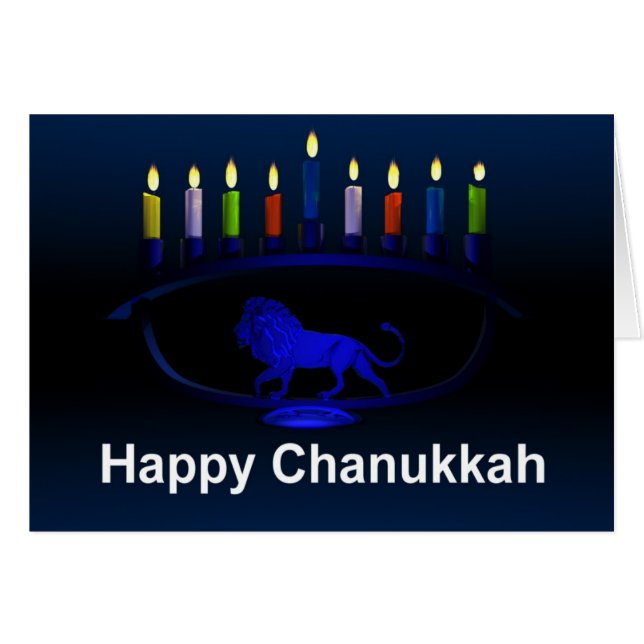 León azul Menorah (Anverso (Horizontal))