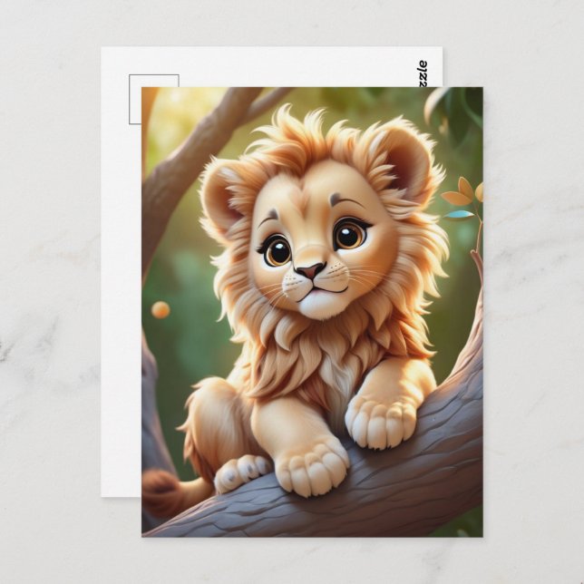 León bebé en la jungla, postal (Anverso / Reverso)