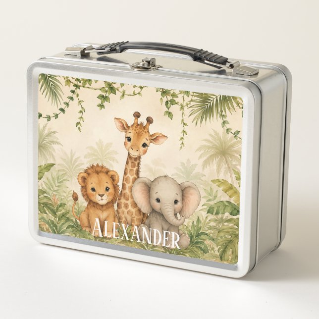 León bebé personalizado jirafa y elefante jungla (Anverso)