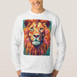 León caprichoso con diseño floral de camiseta para