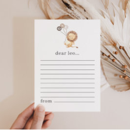 León con 3 globos marrones - Tarjeta de nota de la