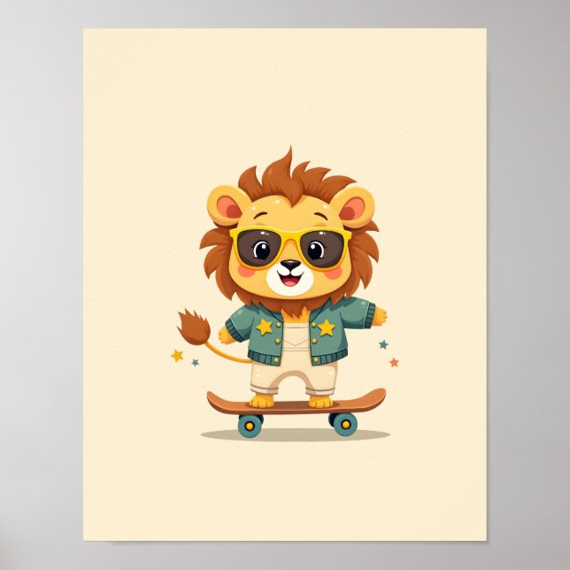 León de bebé de Safari Cute - Arte de Pared de Enf (Frente)
