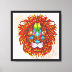 León de color mano Arte salvaje en lápices de col