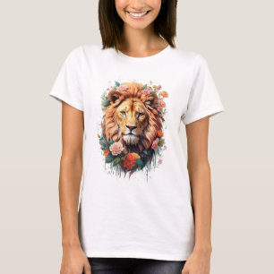 León de flor suave en verano camiseta de león flor