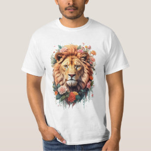 León de flor suave en verano camiseta de león flor