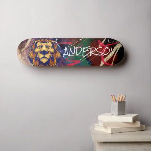 León de graffiti personalizado para skateboard