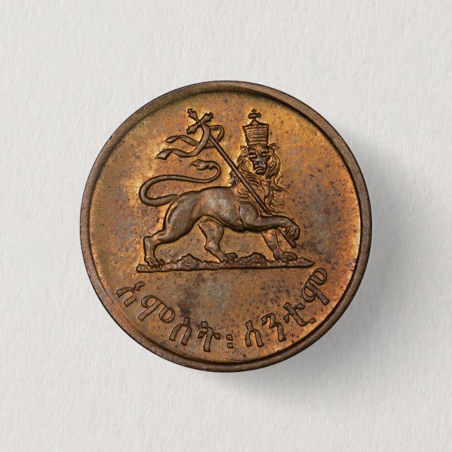 León de Judah Jah Rastafari Reggae botón rasta (Anverso)