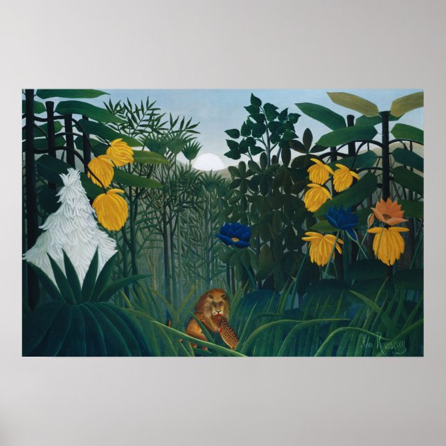 León de la jungla vintage de Henri Rousseau Arte f (Frente)