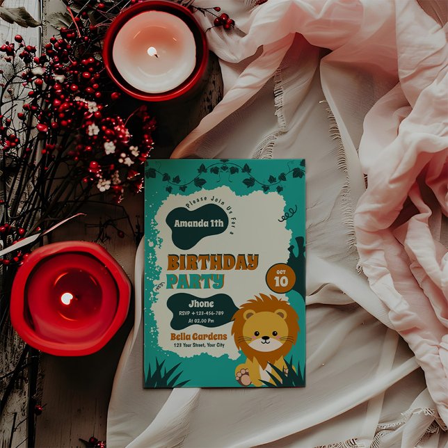 León de la Selva Safari Invitación de cumpleaños 1 (Subido por el creador)