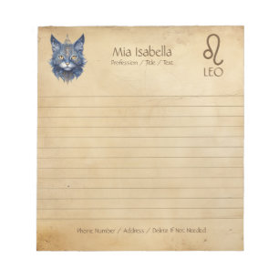 León de Rótulo zodiaco y Bloc de notas de gato cel