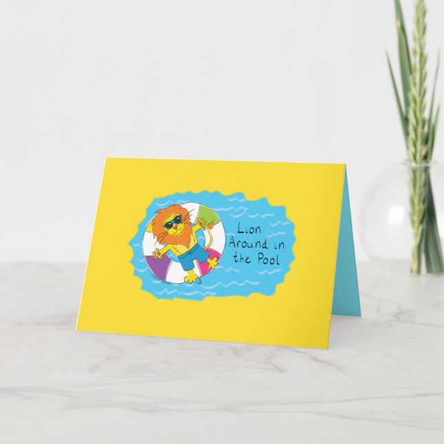 León de verano en la tarjeta de felicitación diver (Anverso)