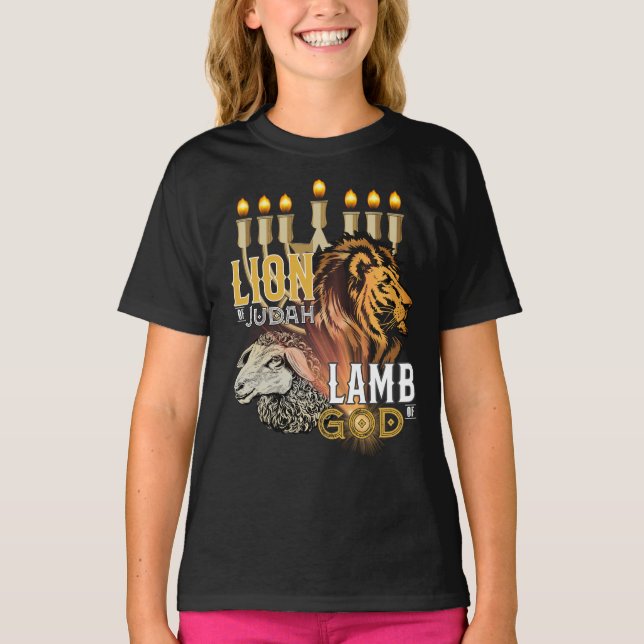 León Del Cordero De Judá De La Camiseta Del Chica  (Anverso)