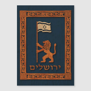 León del Día de Jerusalén con bandera