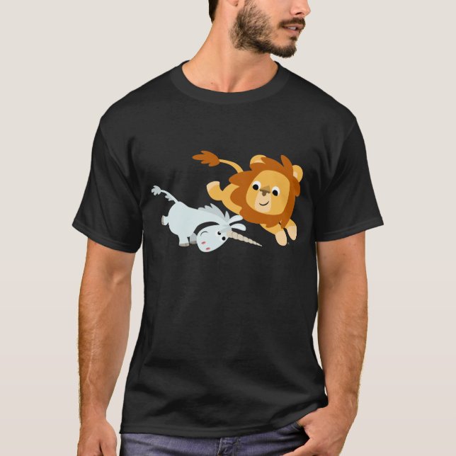León del dibujo animado y camiseta lindos del (Anverso)