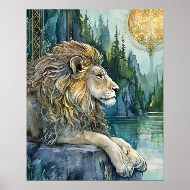 León del Reino Encantado Arte de Fantasía  (Frente)
