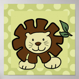 León el León 10x10 Impresión cuadrada en verde