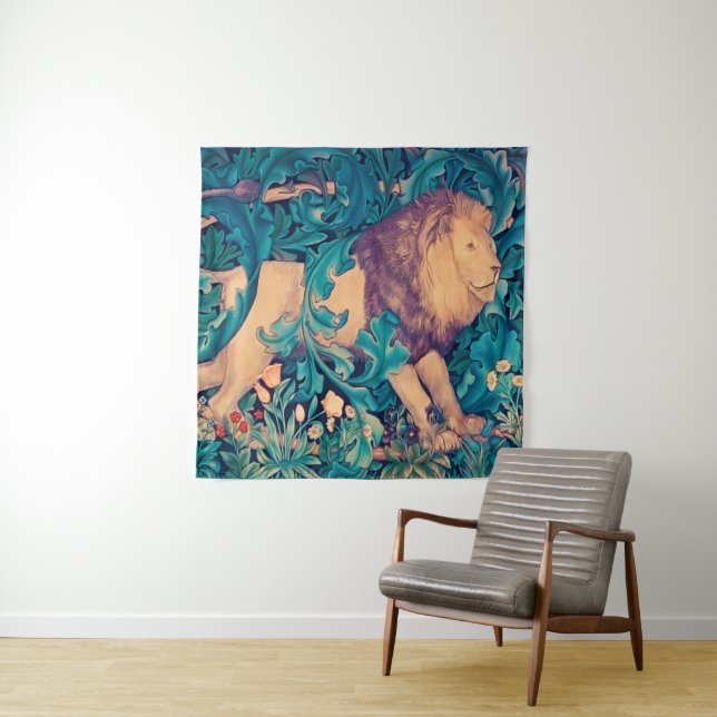 León en el bosque, tapiz de William Morris (In situ (horizontal))